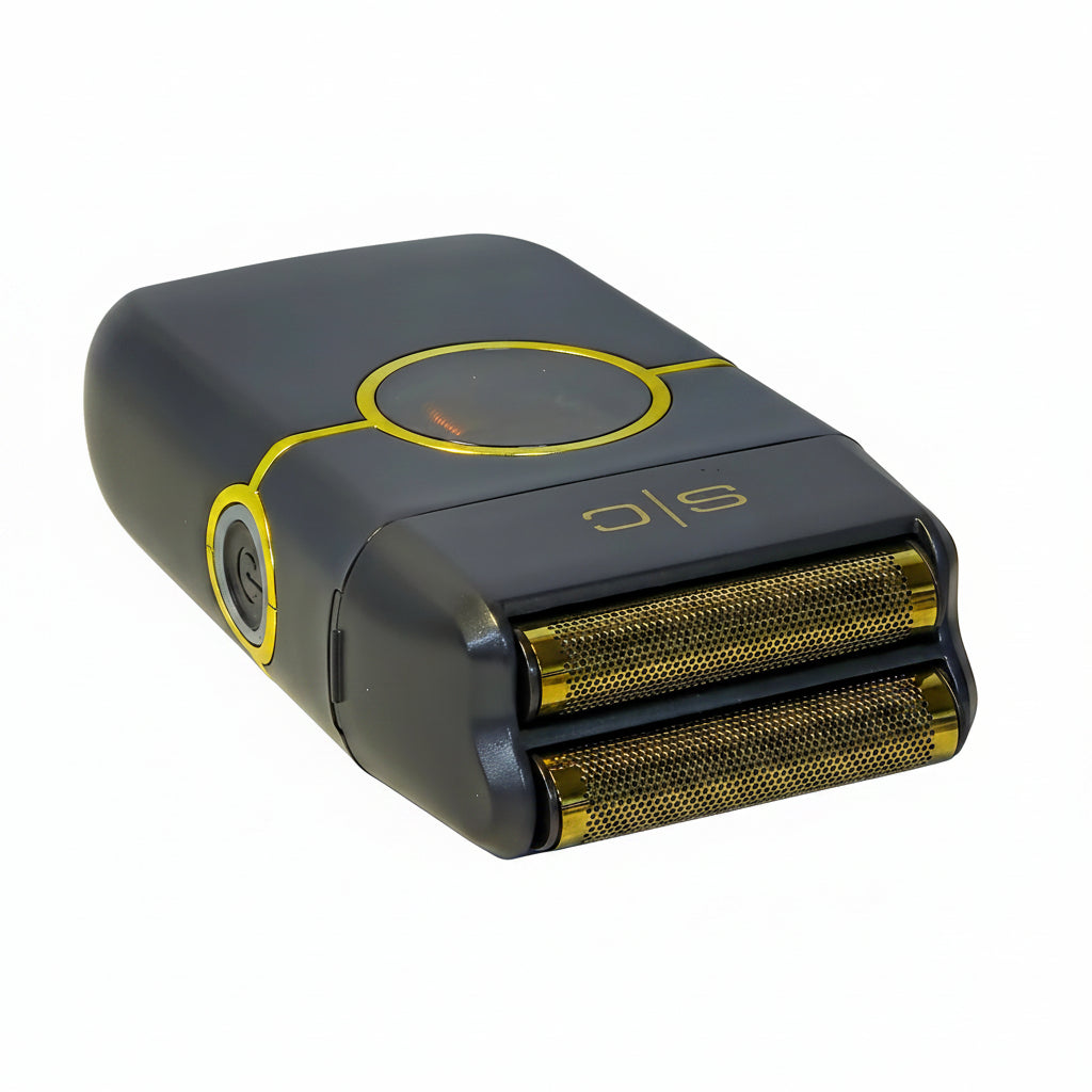 StyleCraft Instinct Metal Foil Shaver Black for barber finishing and close shave cleanup.