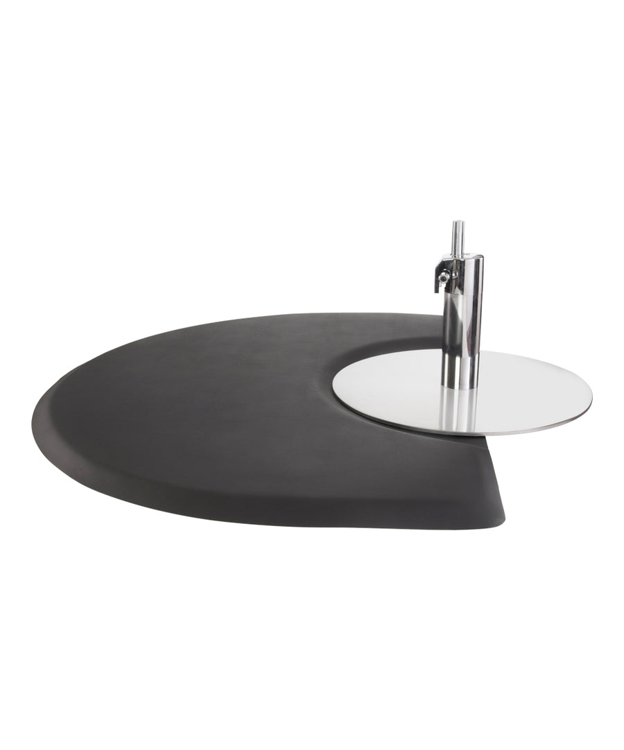 Half-moon anti-fatigue barber floor mat product image for barbershop workstation comfort.