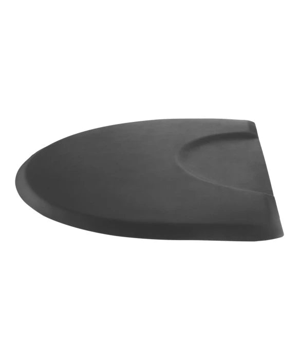 Half-moon anti-fatigue barber floor mat product image for barbershop workstation comfort.