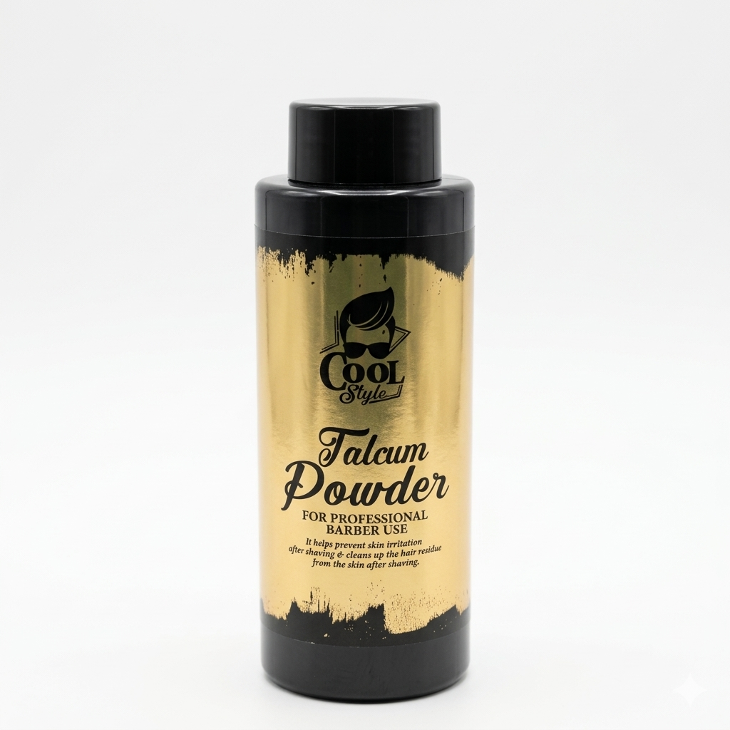 CoolStyle Talcum Powder bottle product image for barber grooming service.