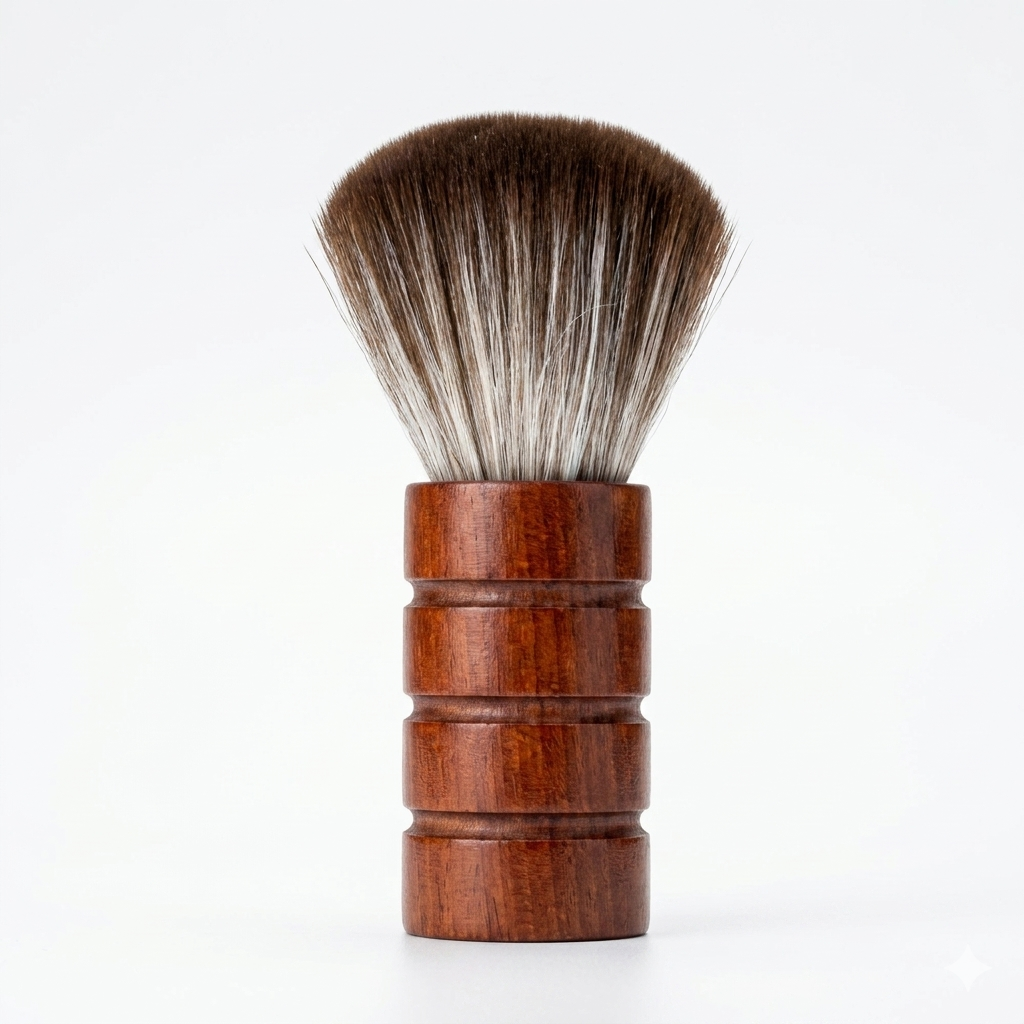 Professional barber neck duster product image for cleanup after haircut and grooming service.