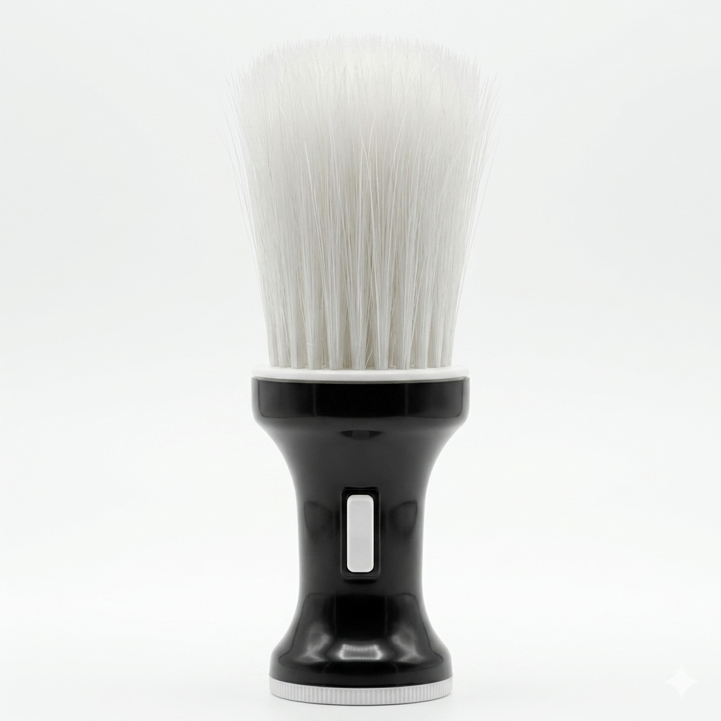 Professional barber neck duster product image for cleanup after haircut and grooming service.