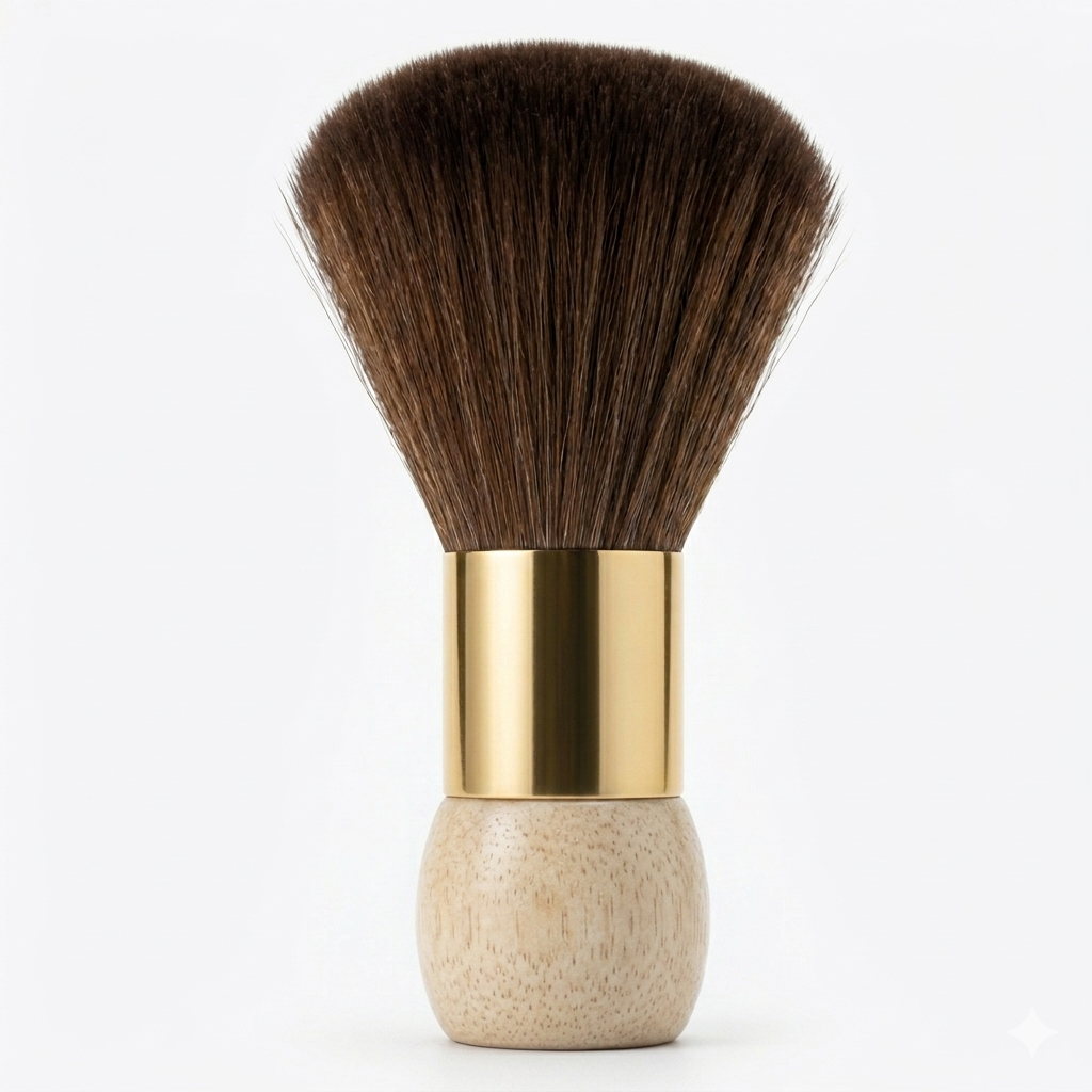 Professional barber neck duster product image for cleanup after haircut and grooming service.