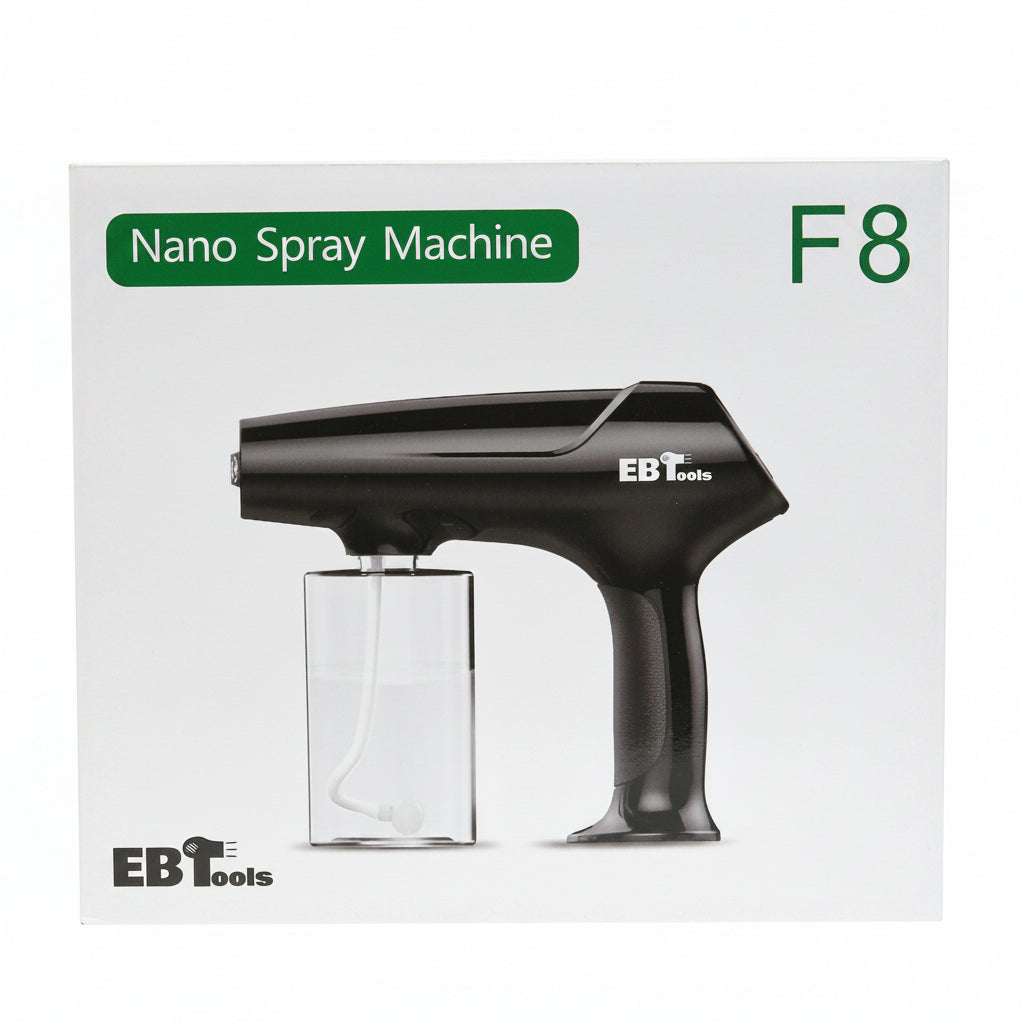 EBTools Nano Spray Machine F8 packaging product image for barber grooming and spray service.