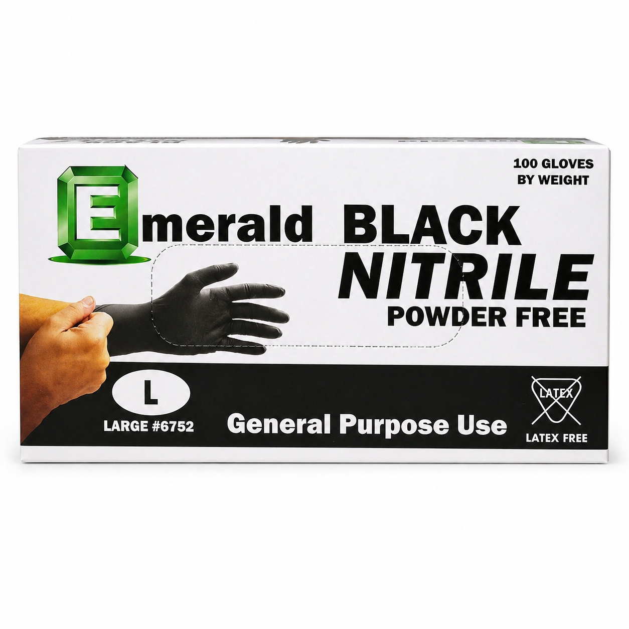 Emerald general purpose black nitrile gloves product image for barber and salon sanitation.