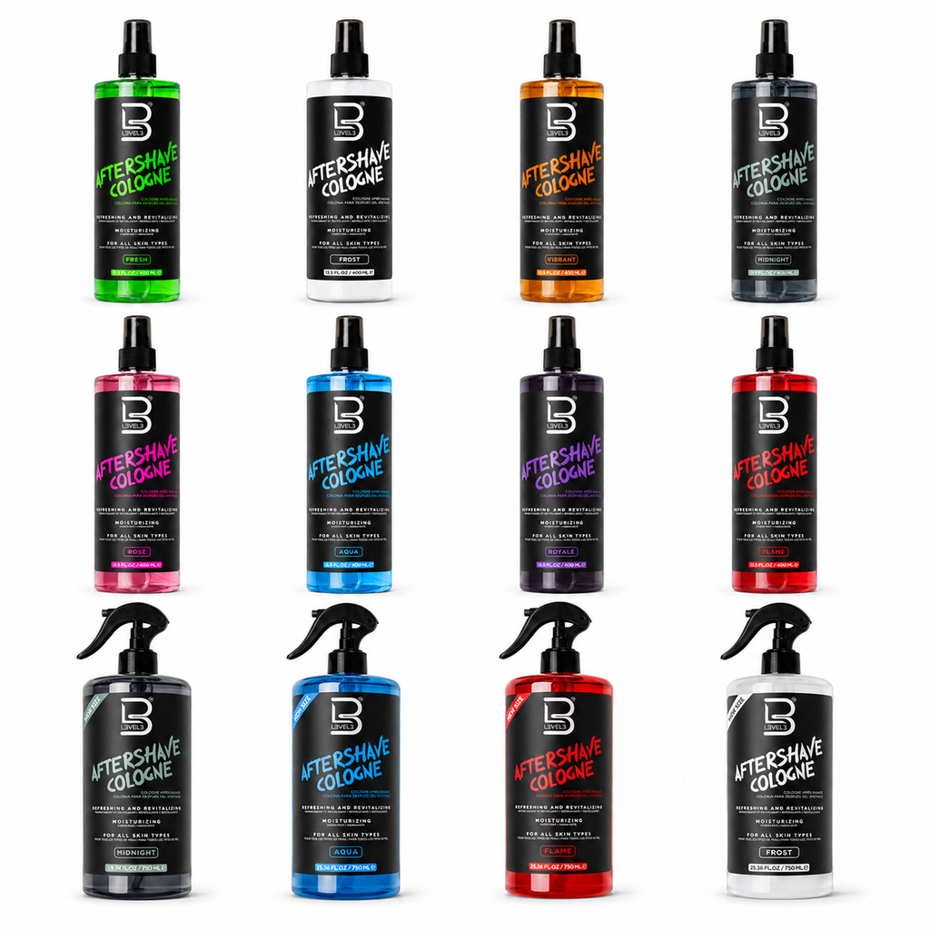 L3VEL3 After Shave Cologne collection product image for professional barber grooming and finishing service.