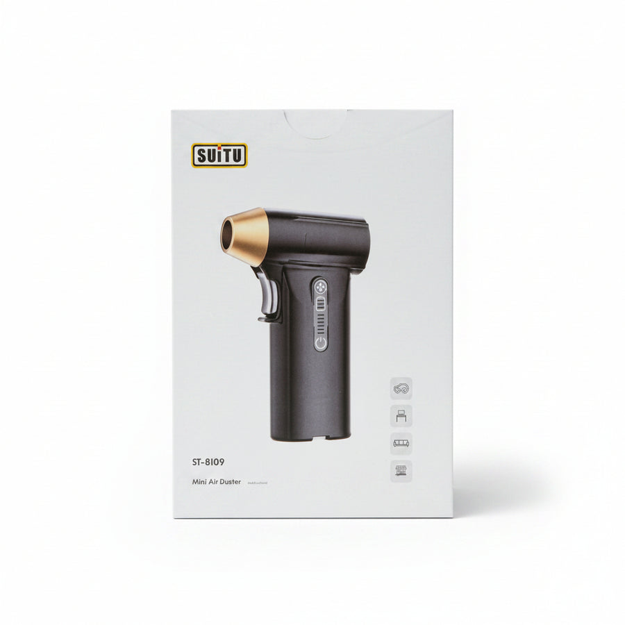 Mini Air Duster packaging product image for barber station cleanup and tool maintenance.