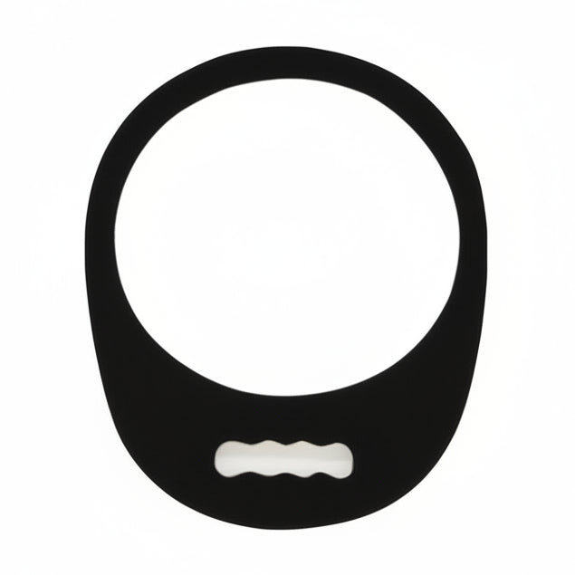 Round foam mirror with handle product image for barber station use.