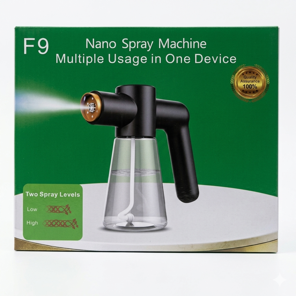Professional Nano Spray Machine packaging product image for barber grooming and spray service.