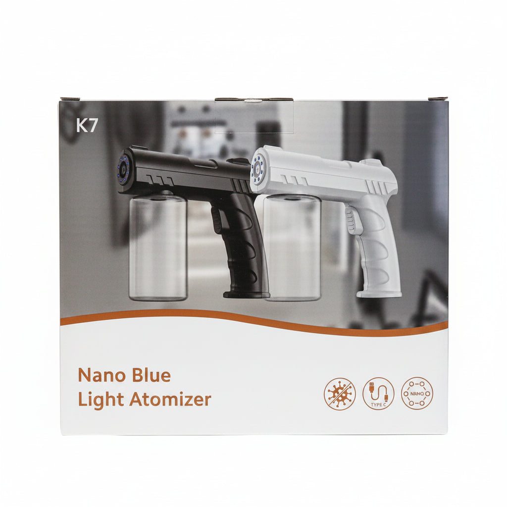 K7 Nano Blue Light Atomizer packaging product image for barber grooming and spray service.