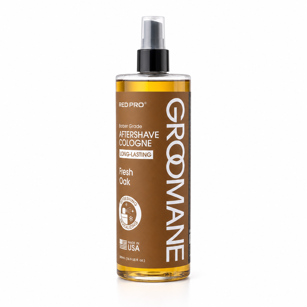 Red Pro Groomane Aftershave Cologne 16.9 oz product image for barber grooming and finishing service.