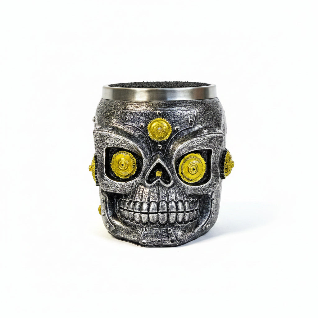 Scissor skull organizer product image for barber station decor and tool organization.
