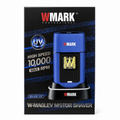 WMark W-Maglev Motor Shaver packaging with blue shaver and black background