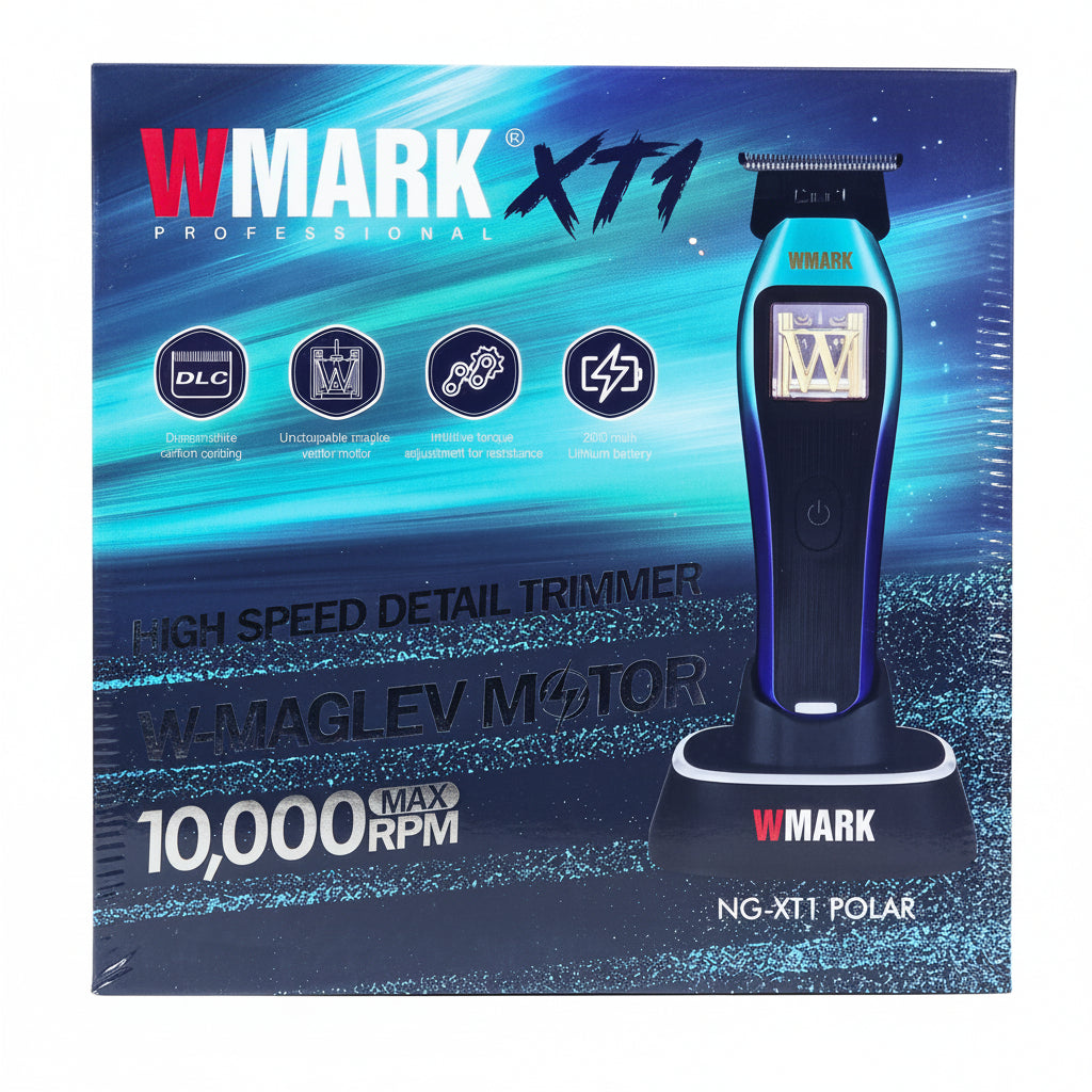 WMark XTi high-speed detail trimmer packaging on a beige background