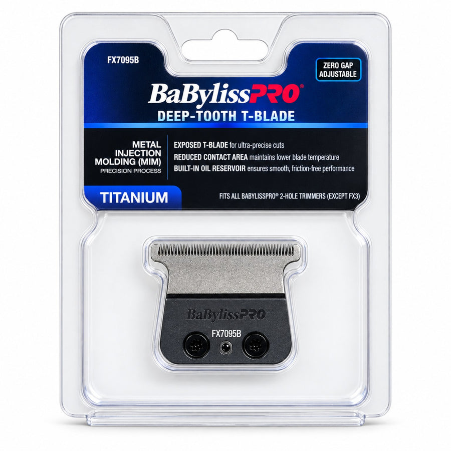 BaBylissPRO FX7095B black titanium deep-tooth MIM T-blade replacement in sealed retail packaging