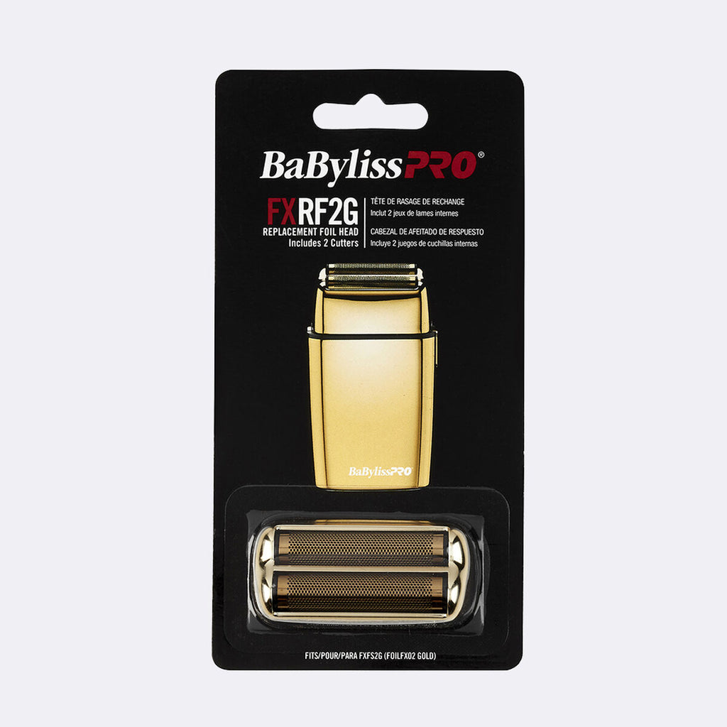BaBylissPRO FXRF2G Gold replacement foil head and two cutters in retail packaging