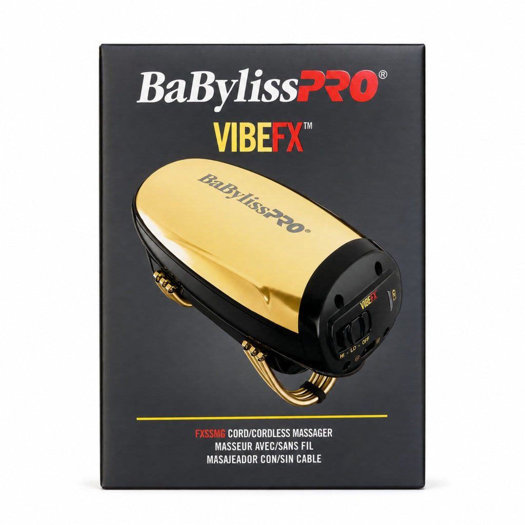 BaBylissPRO VIBEFX Gold professional cord/cordless massager retail box