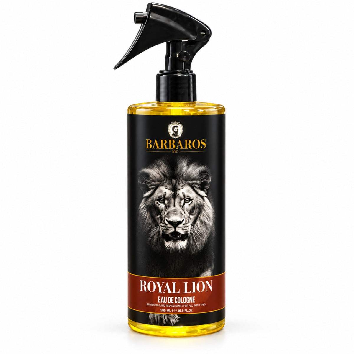 Barbaros Royal Lion Eau de Cologne aftershave 500 ml yellow spray bottle with lion label