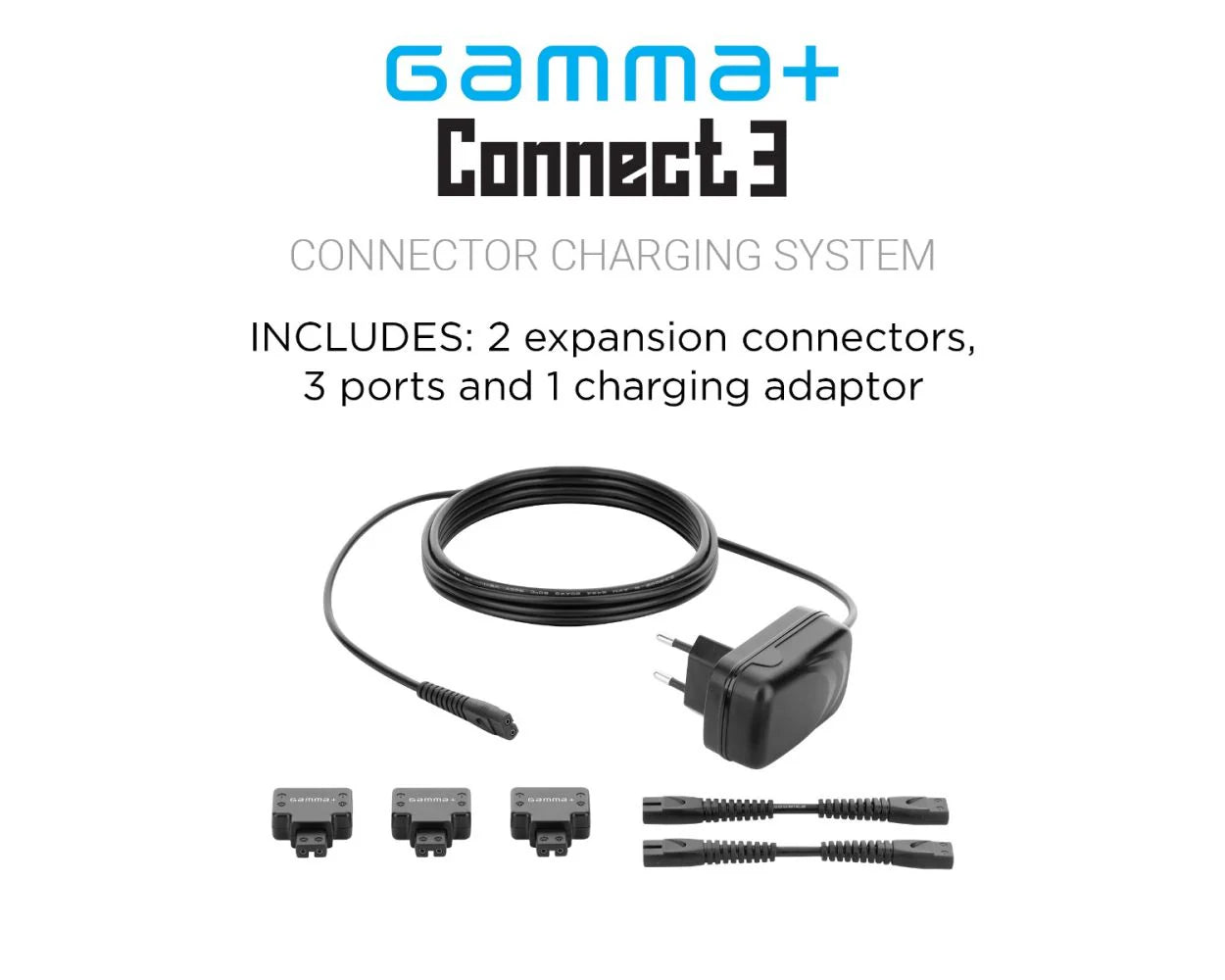 GAMMA+ Connect 3 charging system product image for professional barber tools.