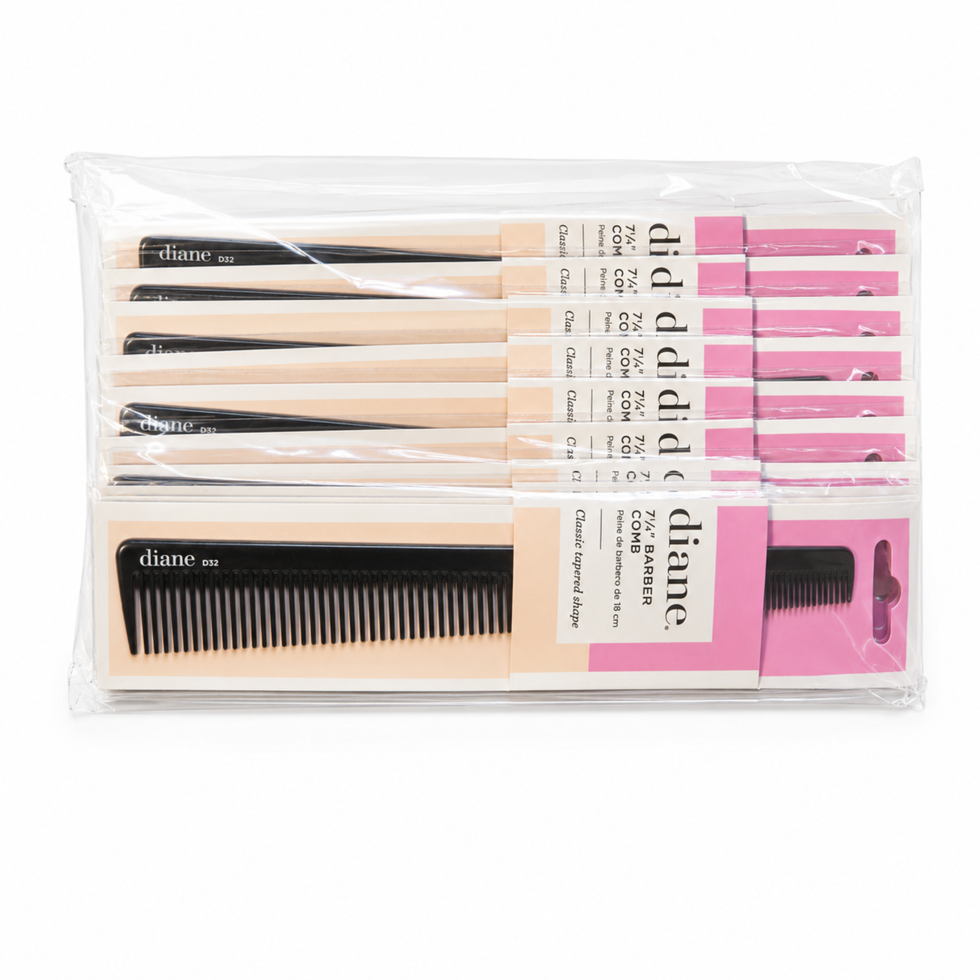Diane Barber Comb 7 1/4 inch Black D32 packaging product image for barber styling work.