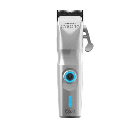 GAMMA+ Cyborg metal clipper product image for professional barber cutting work.