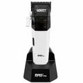 MRD Pro Cyborg Track GTR professional cordless clipper in white on charging stand