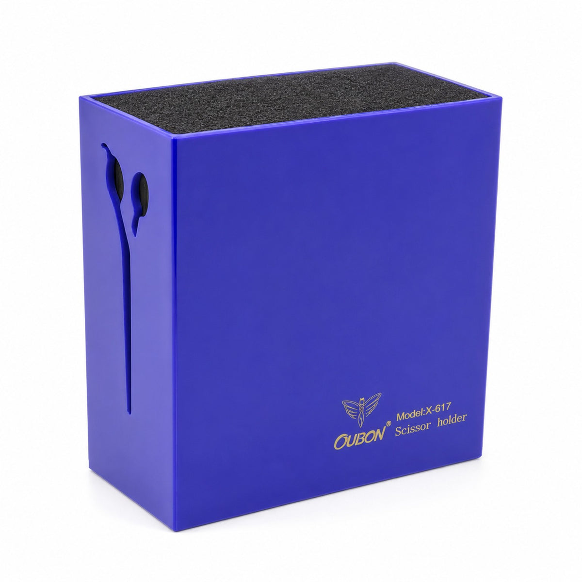 OUBON X-617 professional barber scissor organizer and shear holder in blue.