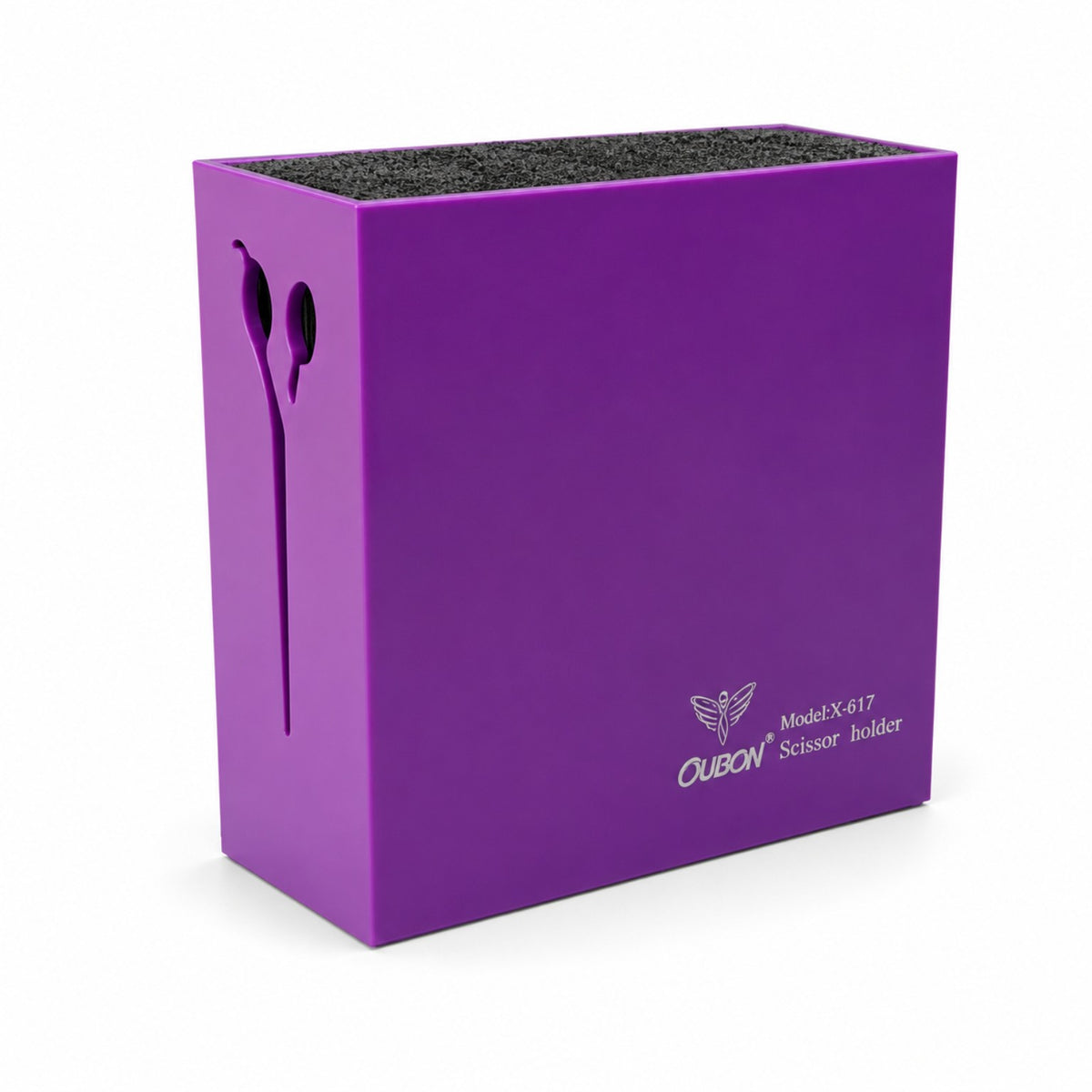 OUBON X-617 professional barber scissor organizer and shear holder in purple.