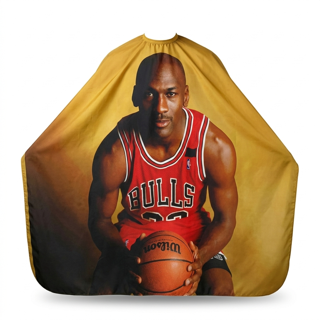 Basketball 23 Edition Style A barber cape product image for professional haircutting service.