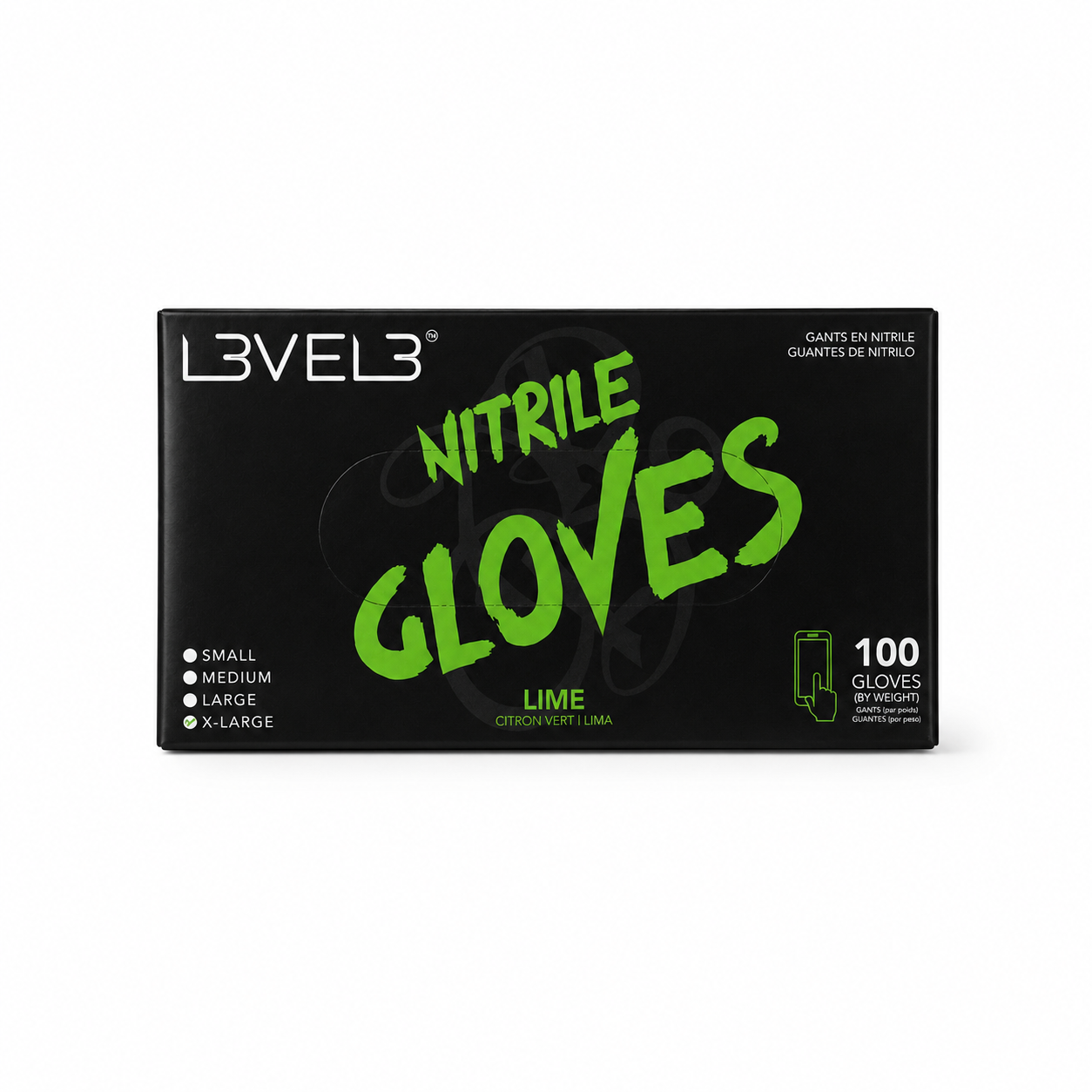 L3VEL3 professional powder-free barber nitrile gloves product image for shop sanitation and service work.