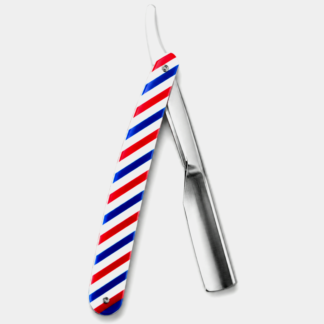 Razor holder for shaving product image for barber grooming and shave service.
