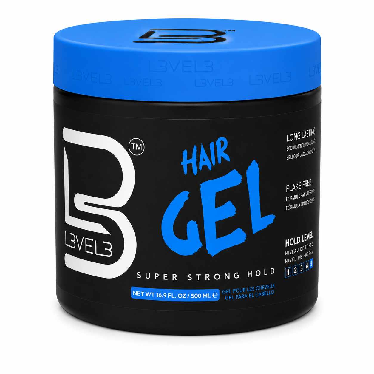 L3VEL3 Super Strong Hair Gel product image for barber styling and grooming service.
