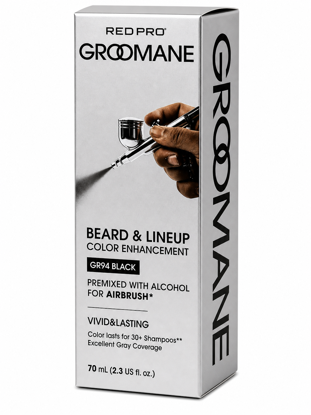Groomane Beard and Lineup Airbrush Color 2.3 oz product image for barber enhancements.