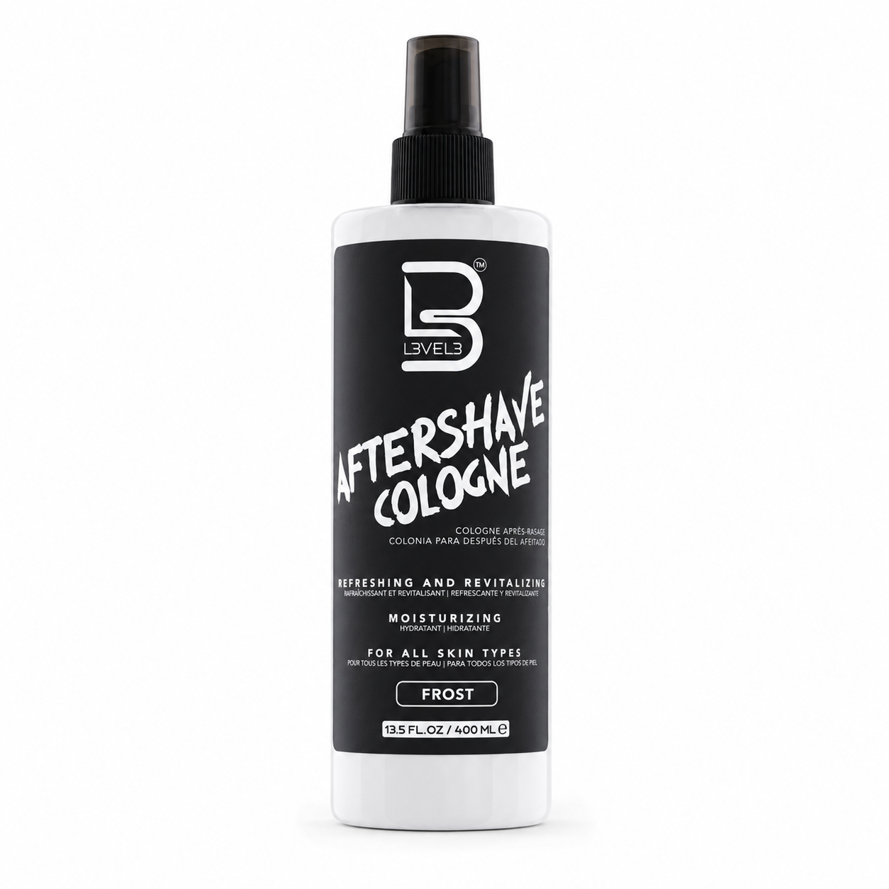 L3VEL3 After Shave Cologne product image for professional barber grooming and finishing service.