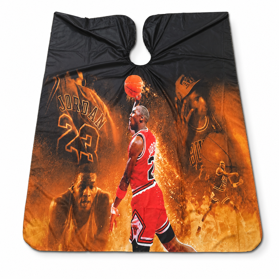 Basketball Edition barber cape product image for professional haircutting service.