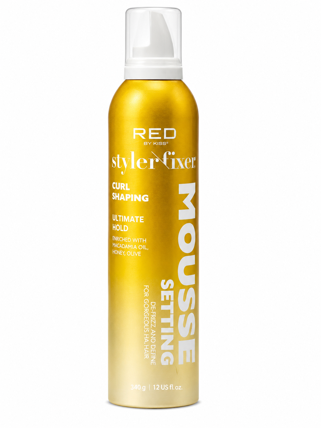 Red by Kiss Curl Shaping Setting Mousse product image for hair styling and curl definition.