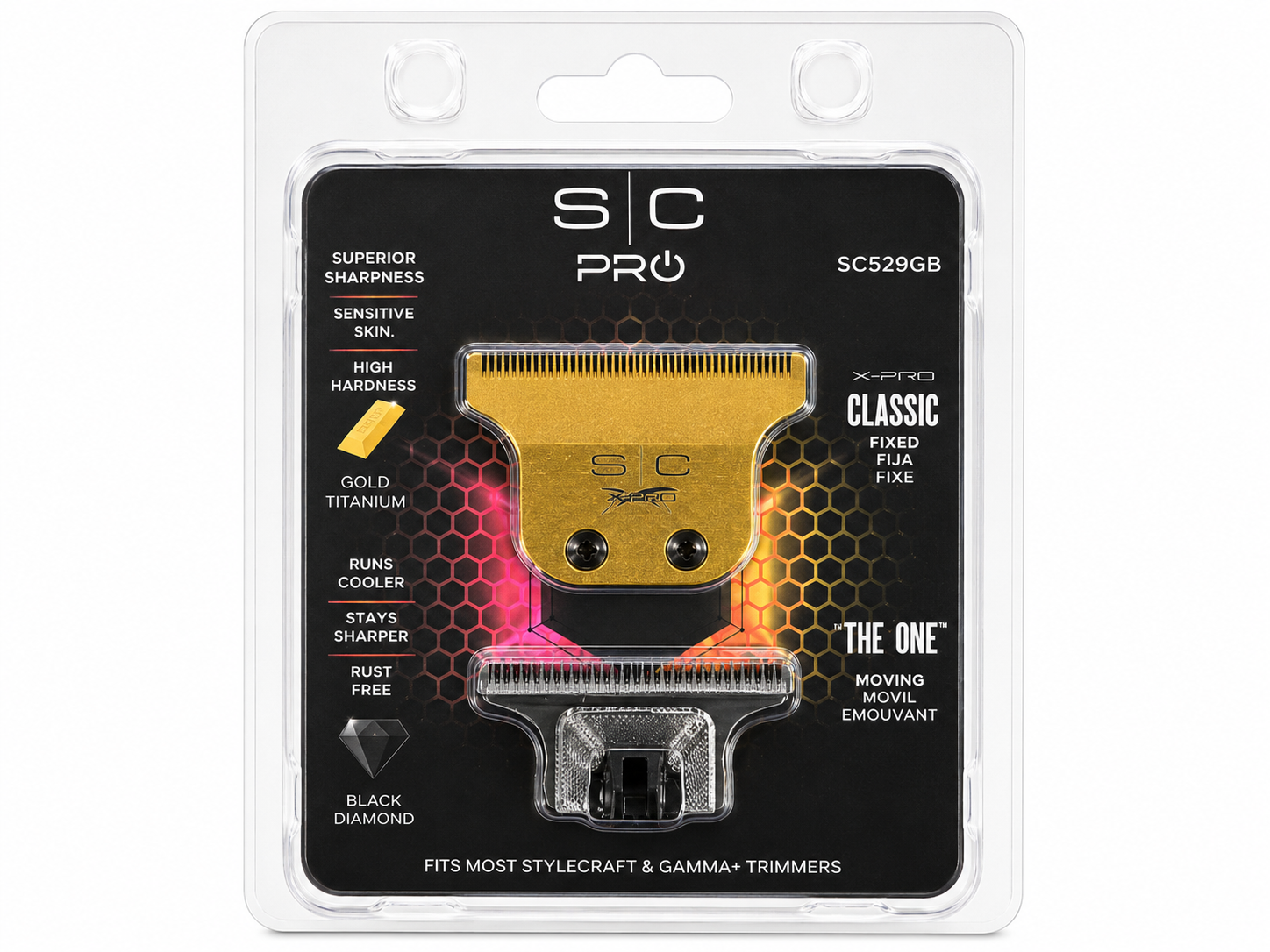 StyleCraft fixed gold titanium Classic X-Pro trimmer blade SC529GB product image for trimmer maintenance.