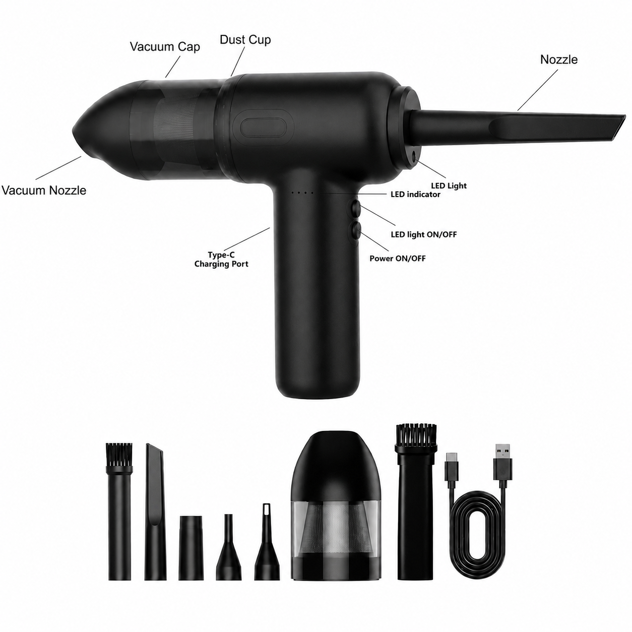 Air Duster Vacuum 2 in 1 product image for barbershop station cleanup and tool maintenance.