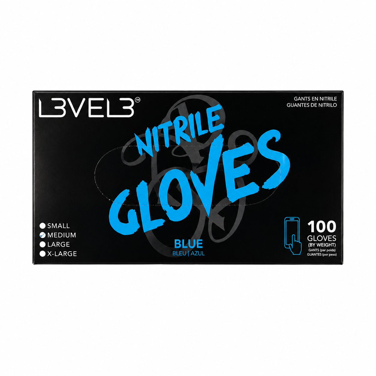 L3VEL3 professional powder-free barber nitrile gloves product image for shop sanitation and service work.