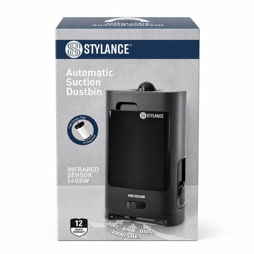 Stylance Hair and Dust Vacuum with infrared sensor product image for barbershop cleanup.