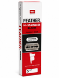Feather Hi-Stainless Double Edge Razor Blades 100 pack product image for shaving.