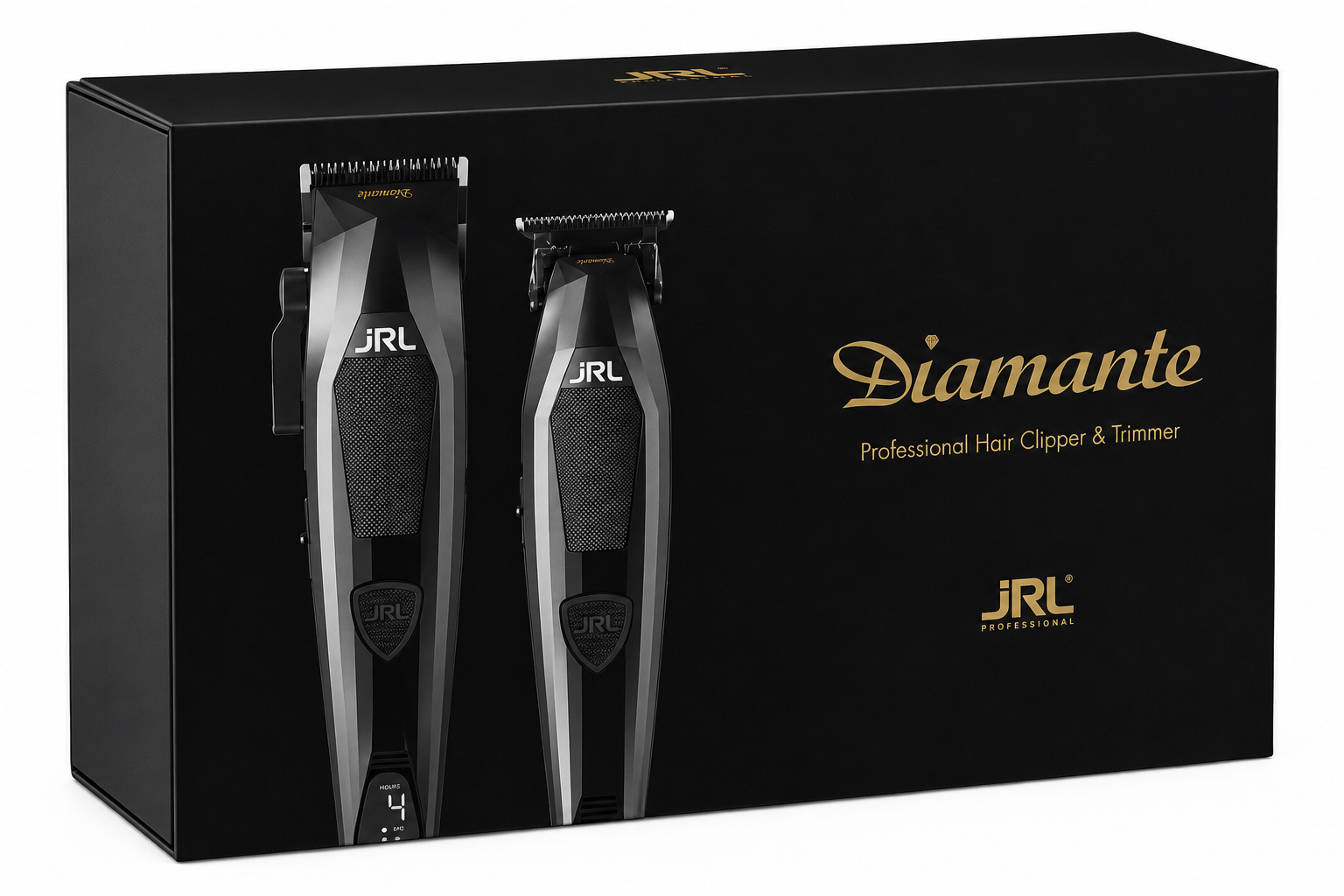 JRL Diamante clipper and trimmer set product image for professional barber station setup.