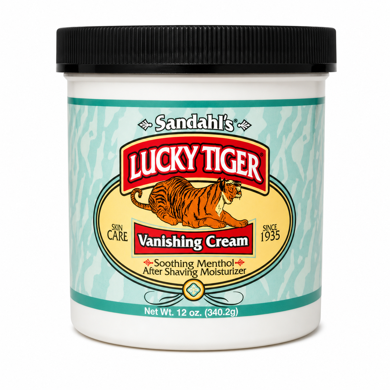 Lucky Tiger Menthol Mint Vanishing Cream 12 oz product image for barber grooming and shaving service.