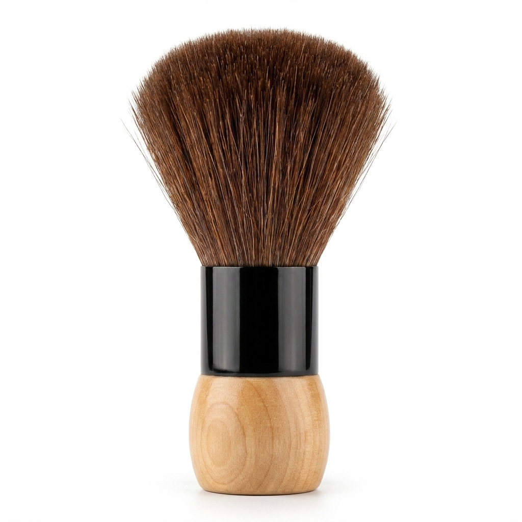 Professional barber neck duster product image for cleanup after haircut and grooming service.