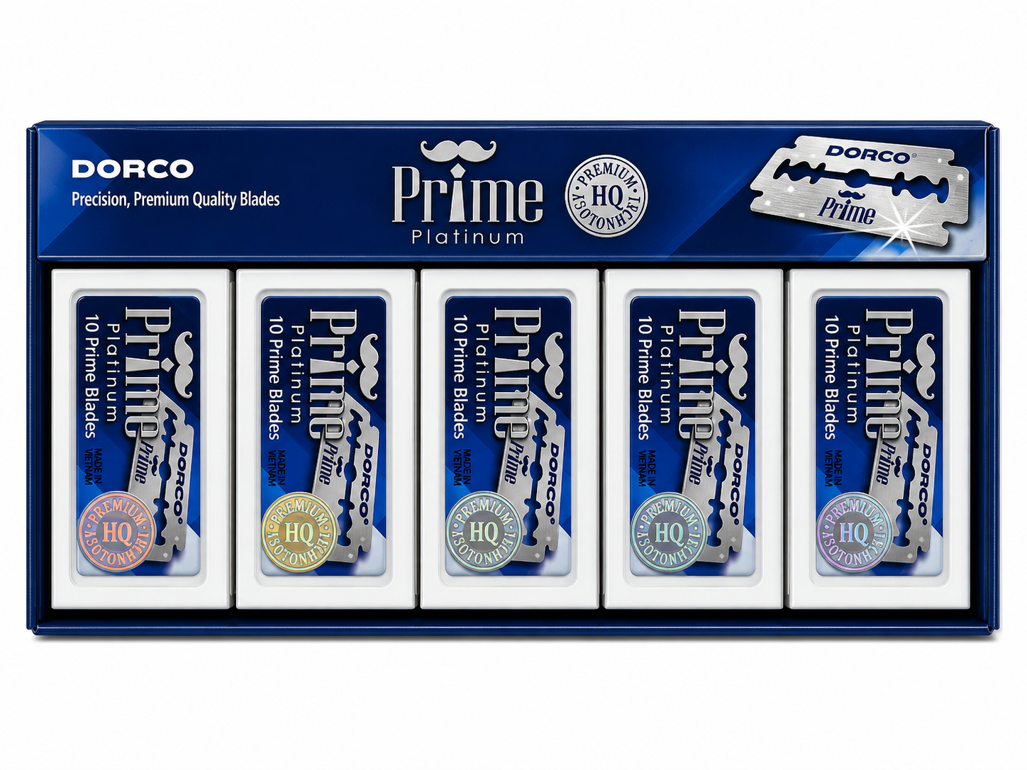 Dorco Prime Platinum Double Edge Razor Blades 100 Pack product image for shaving and barber razor service.