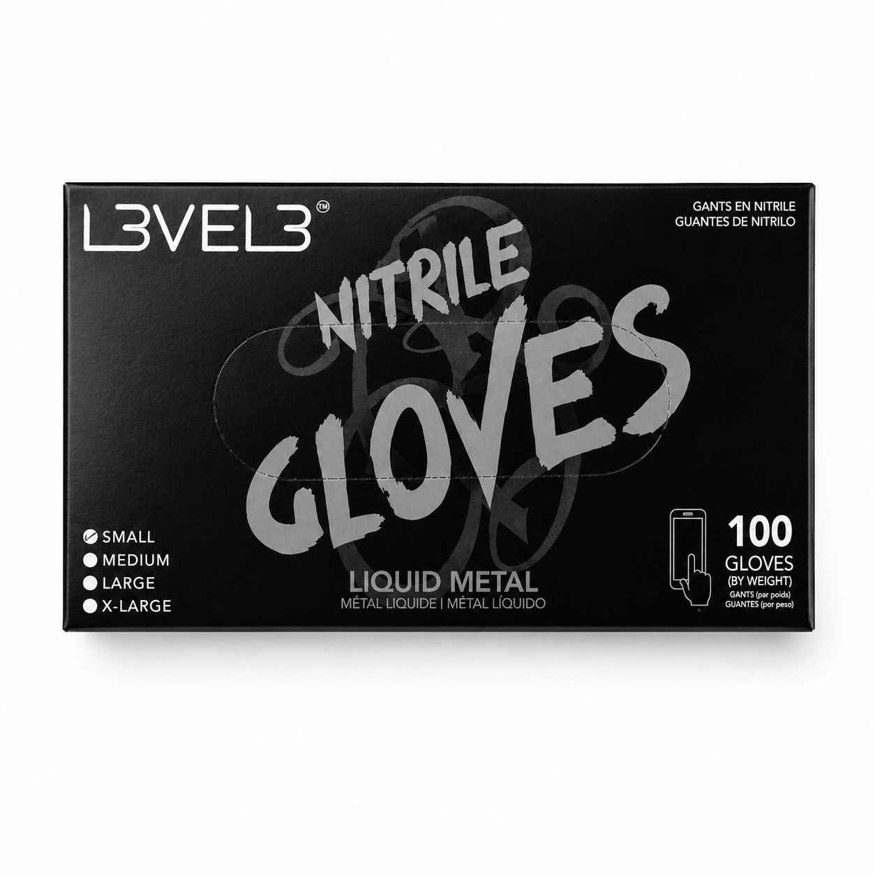 L3VEL3 professional powder-free barber nitrile gloves product image for shop sanitation and service work.