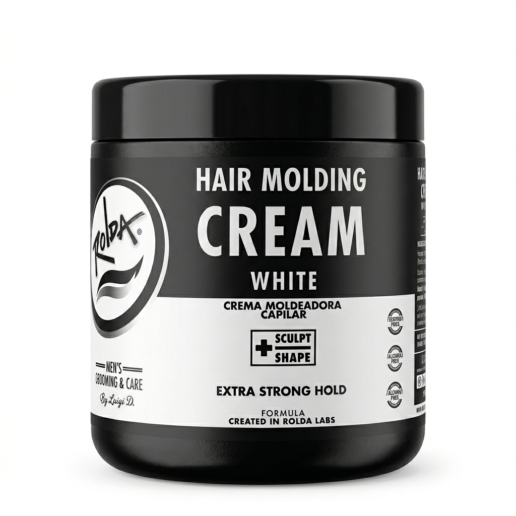 Rolda White Hair Molding Cream product image for barber styling and grooming service.