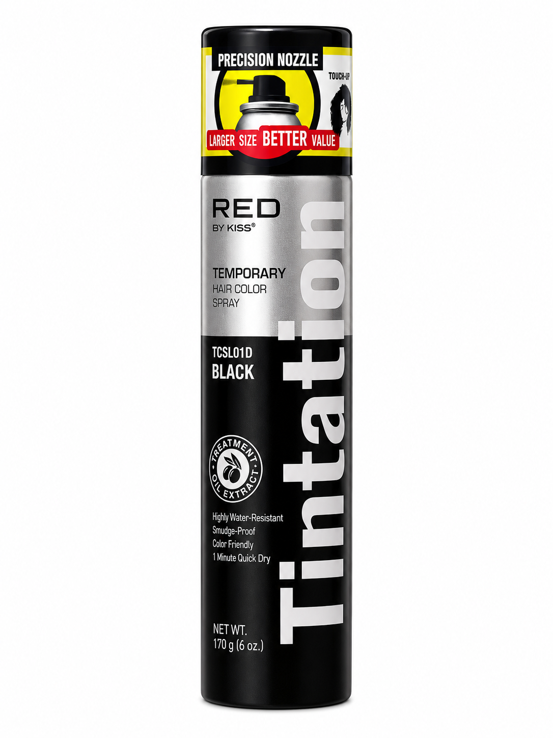 Red by Kiss Tintation temporary hair color spray product image for barber and grooming color service.