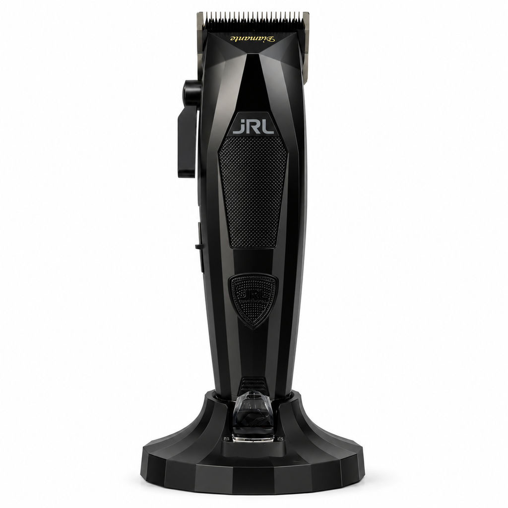 JRL Diamante black professional barber clipper with product packaging