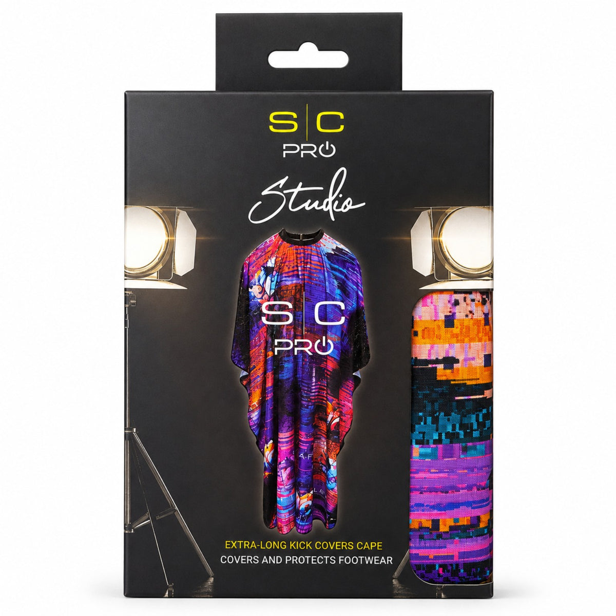 StyleCraft Studio Kick Cover Extra-Long Cutting Cape in Purple Radioactive